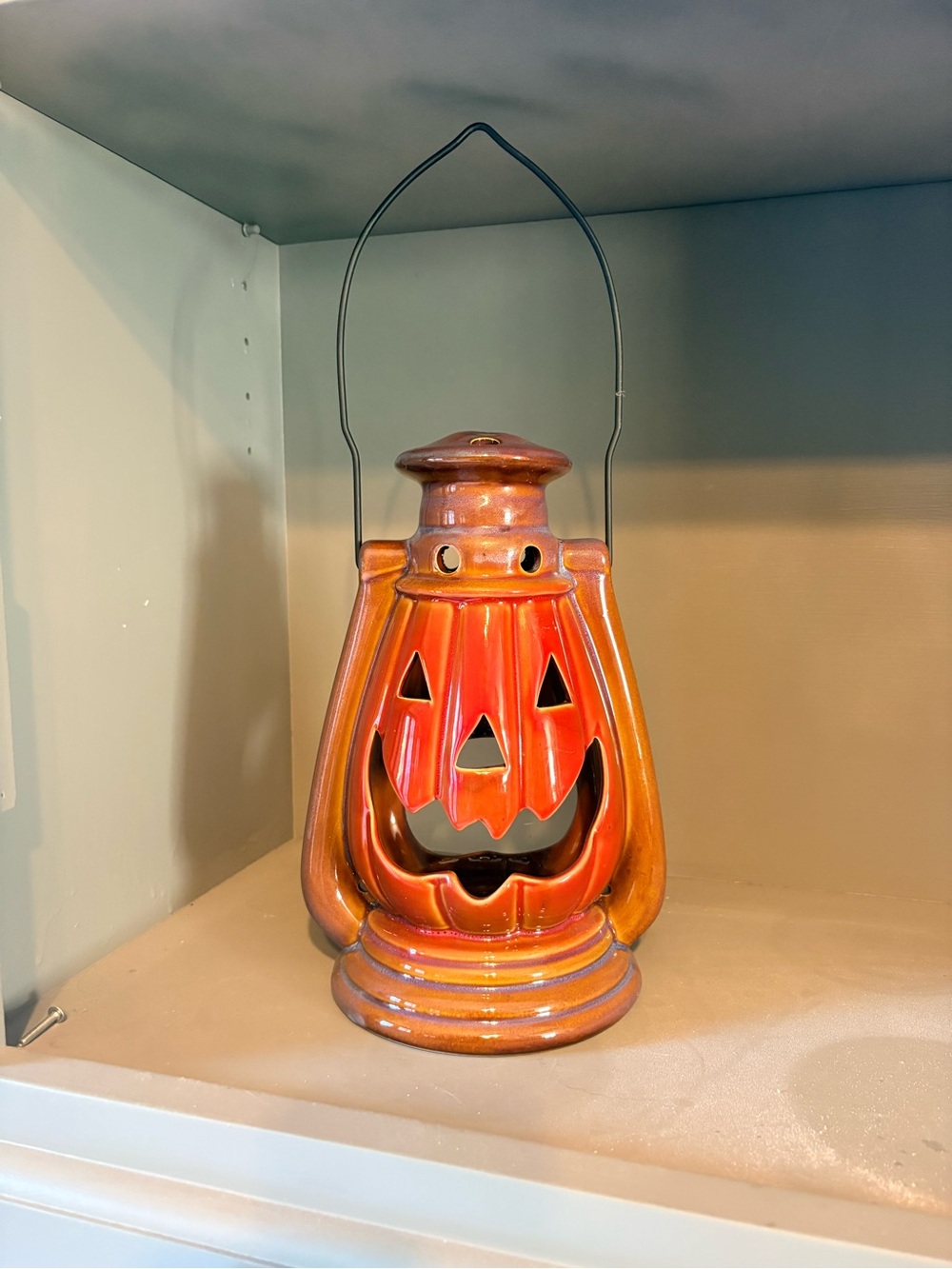 Ceramic Pumpkin Tea Light Lantern - Picture 2 of 6